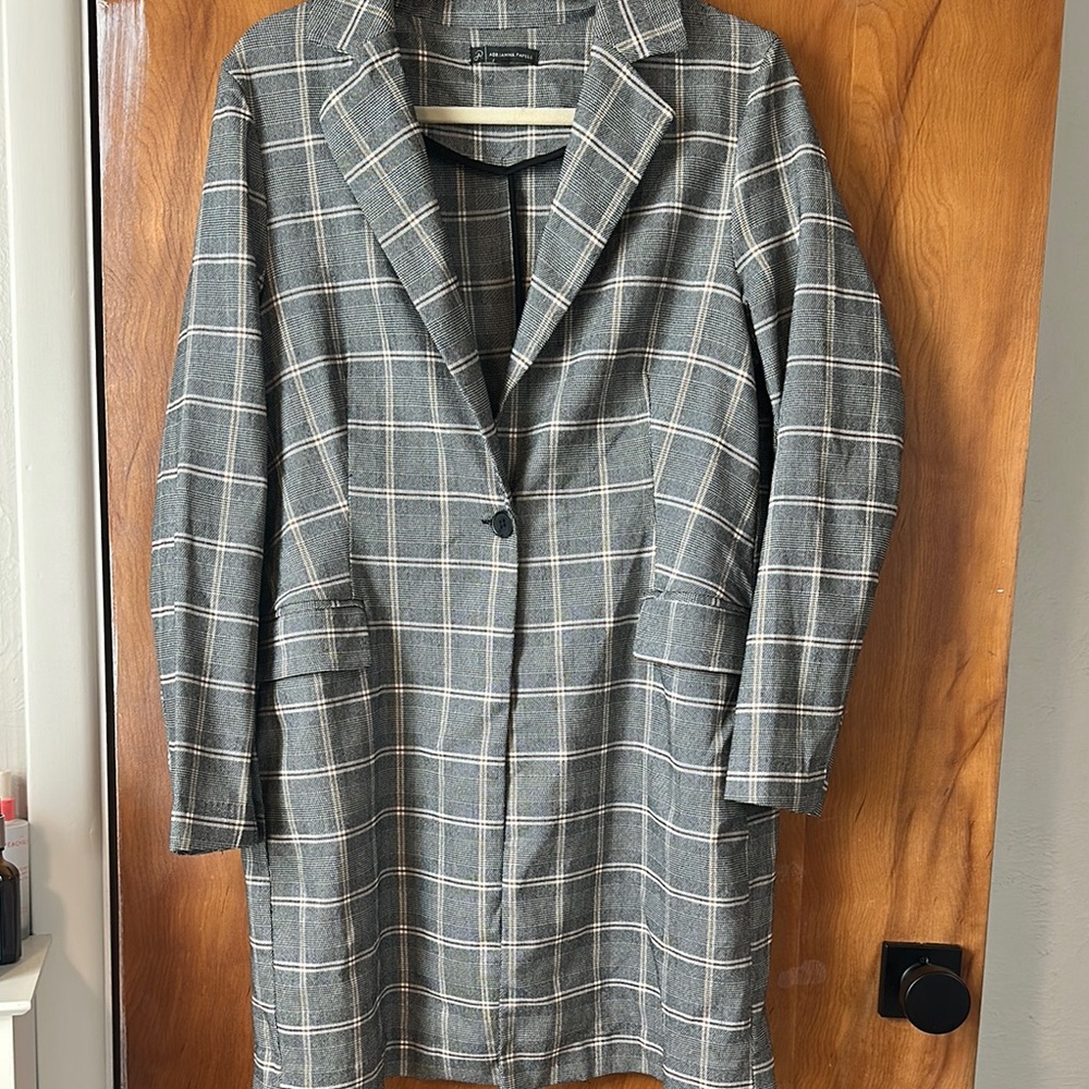 Adrianna Papell Gray Plaid Blazer